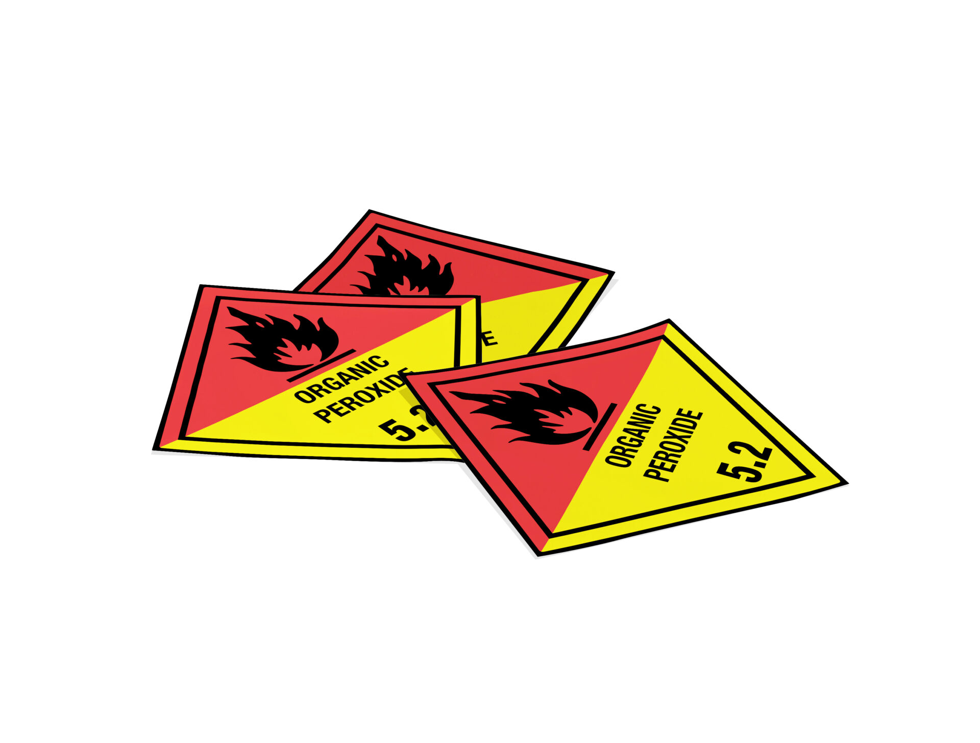 Produktinformationen "Gefahrzettel Kl. 5.2 Organic Peroxide, 100x100mm, 1 Stk pro Blatt" Gefahrgutetikett "Gefahrzettel" gem. ADR, RID, IATA, IMDG Code