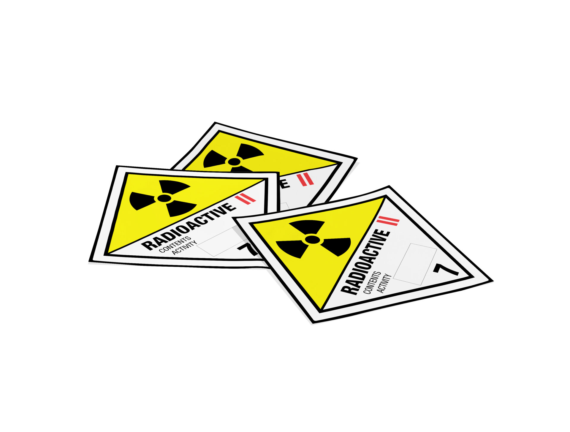 Produktinformationen "Gefahrzettel Kl. 7B, 100x100mm, 1 Stk pro Blatt" Gefahrgutetikett "Gefahrzettel" gem. ADR, RID, IATA, IMDG Code