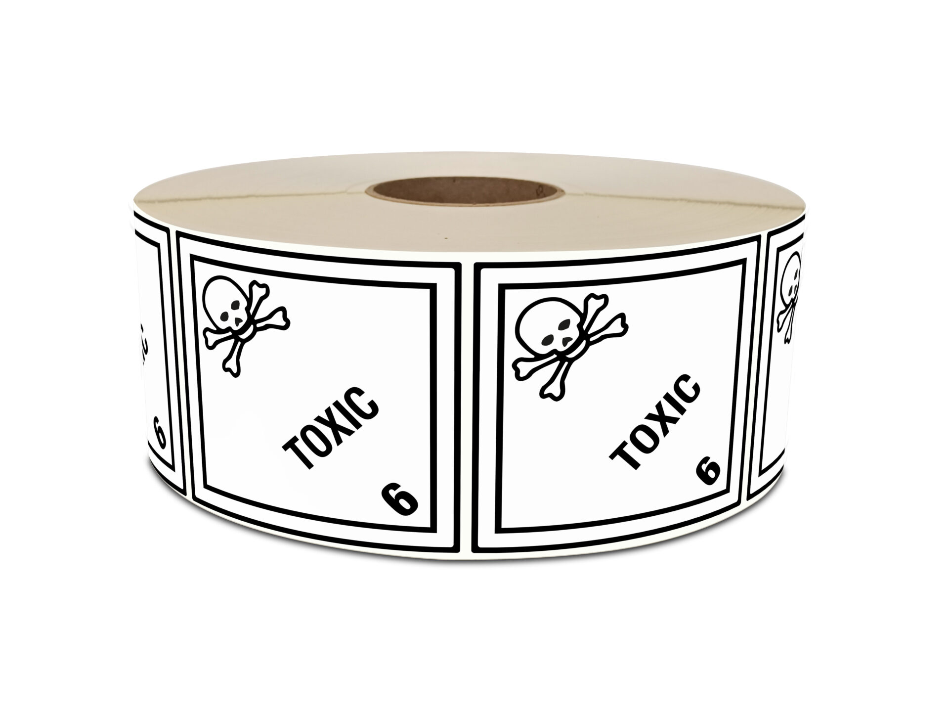 Produktinformationen "Gefahrzettel Kl. 6.1 Toxic, 100x100mm, 3.000 Stk je Rolle" Gefahrgutetikett "Gefahrzettel" gem. ADR, RID, IATA, IMDG Code