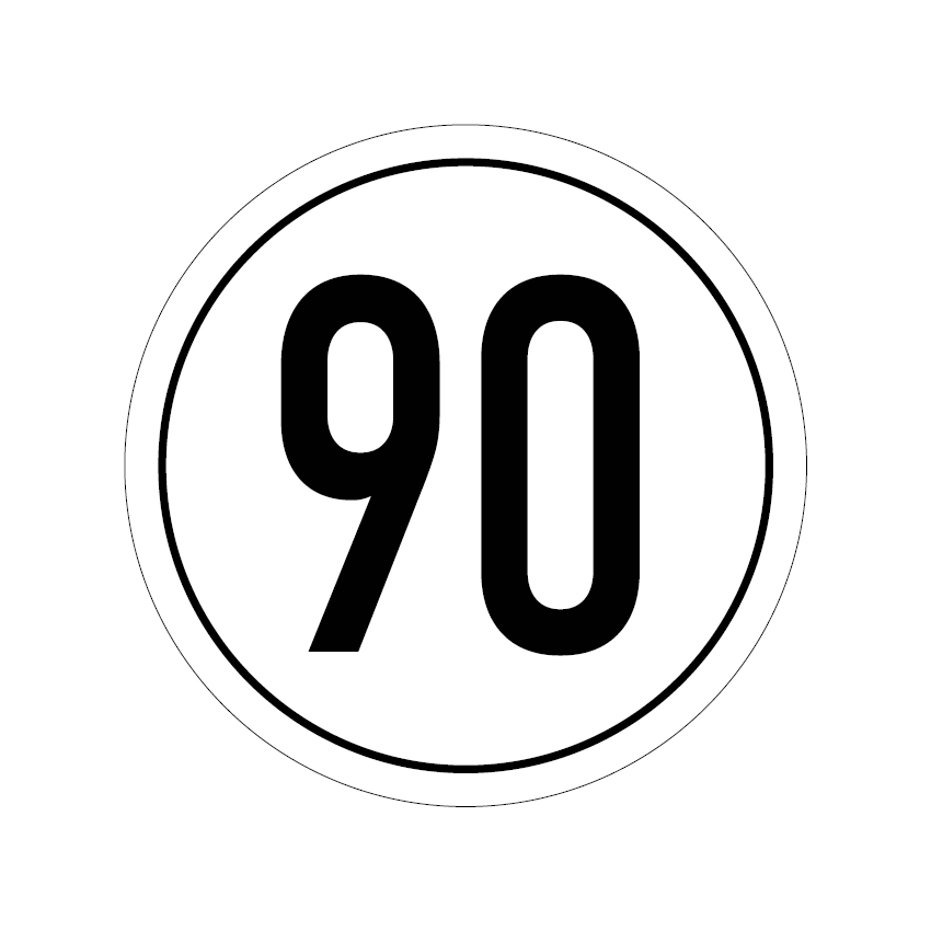 Kennzeichen Geschwindigkeitsaufkleber, 90, 220mm, 1 Stk je Blatt