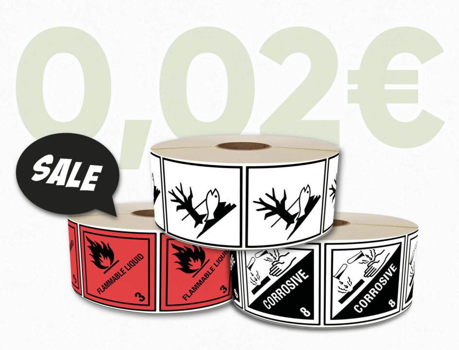 GEFAHRGUTETIKETTEN GEFAHRZETTEL (100X100MM) AB 2 CENT PRO STÜCK