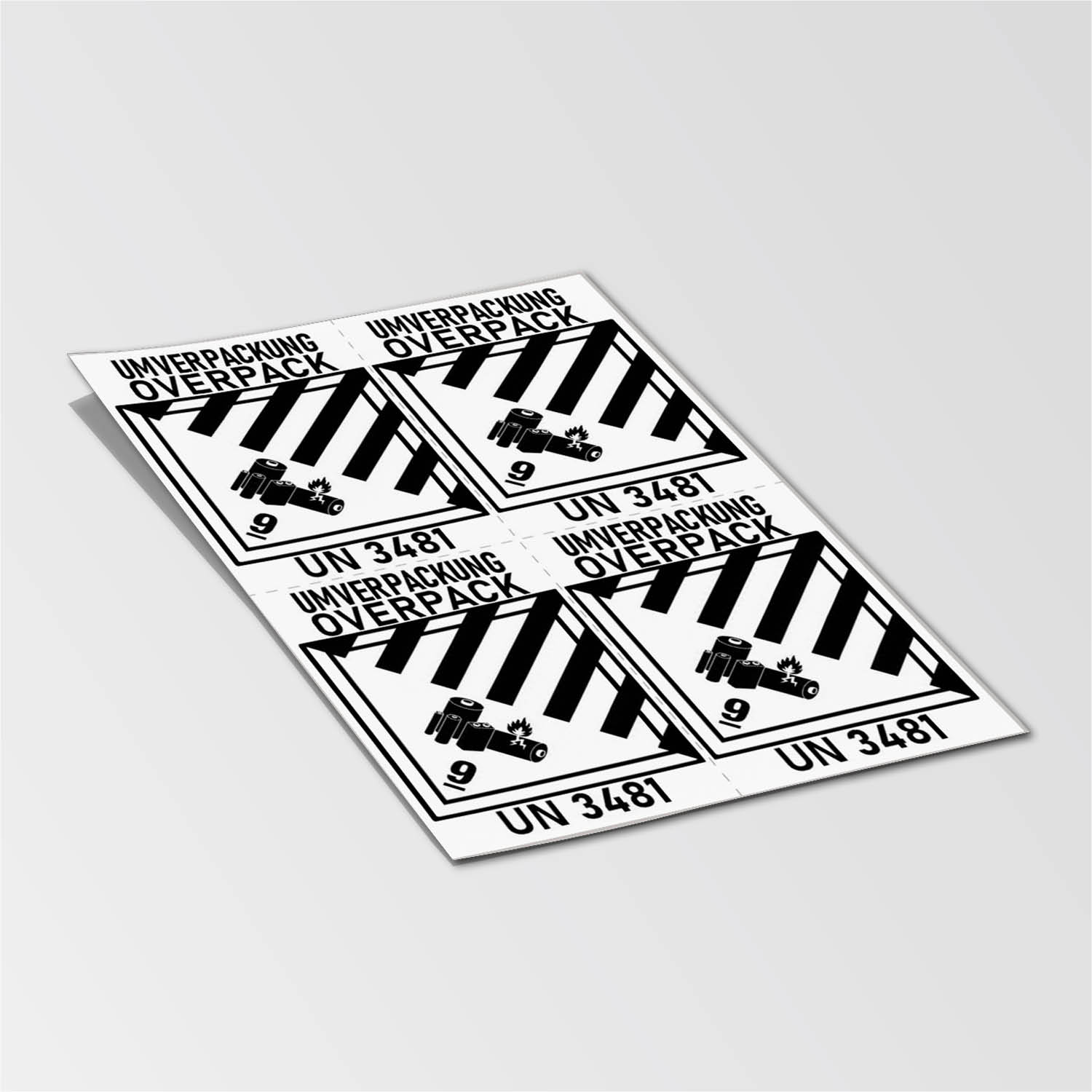 3in1 MultiMark Gefahrzettel, individualisiert, linksrotiert, 148x105mm, 4 Stk je Blatt