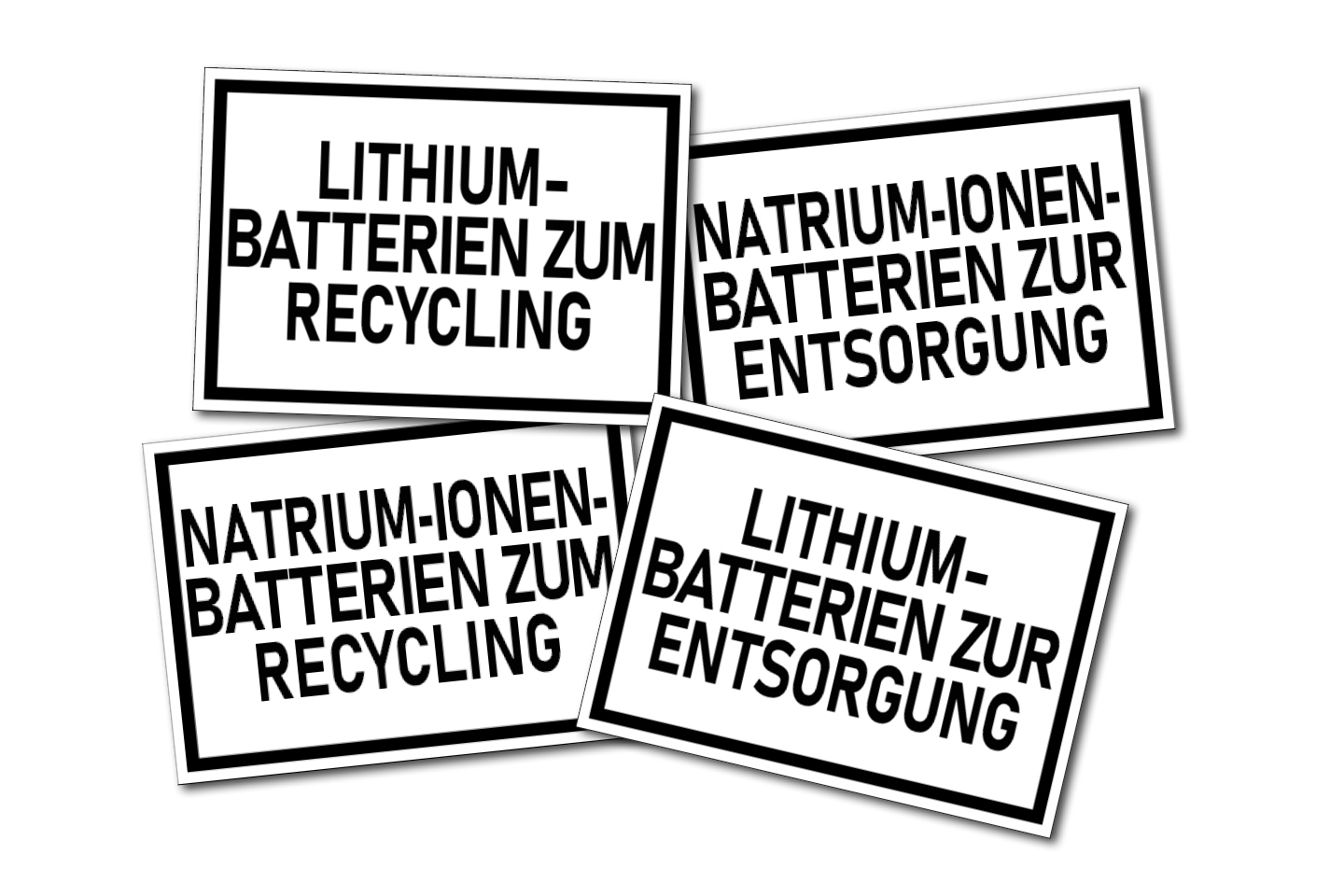 ADR-konforme Etiketten für Lithium-Ionen- und Natrium-Ionen-Batterien zur Entsorgung und Recycling gemäß SV377